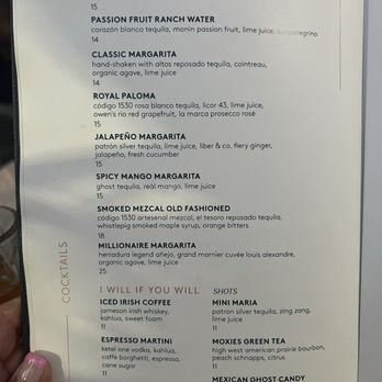 Moxies - Menu - Cocktail Bars Near Me - Houston, Texas