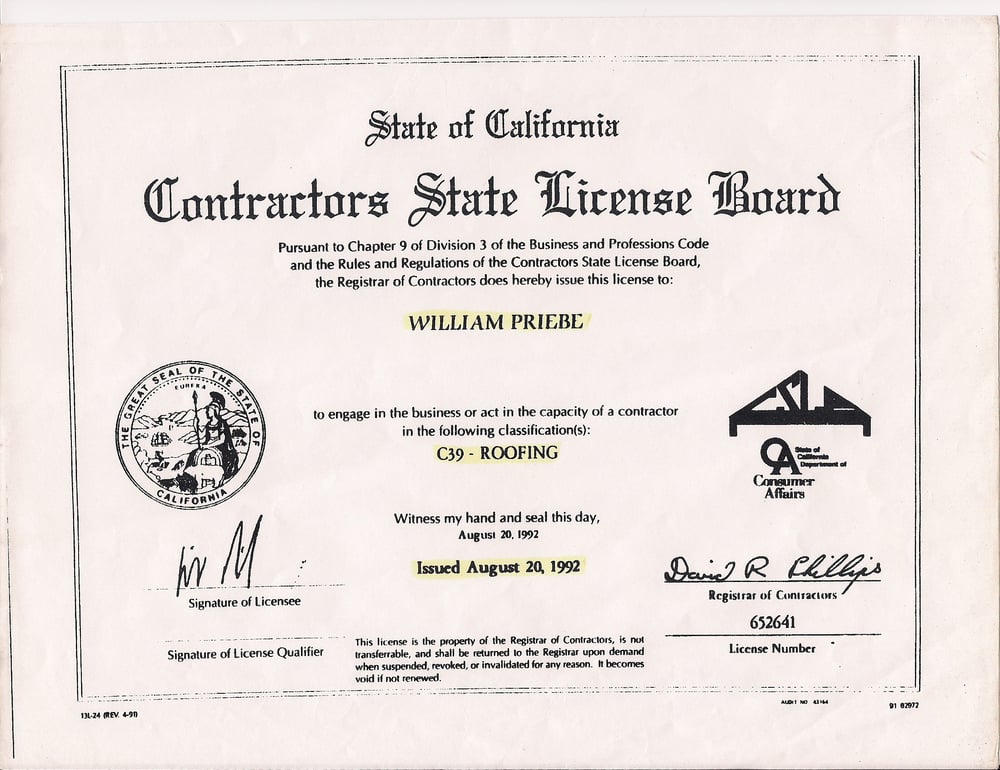 Slide of B.P. Custom Roofing