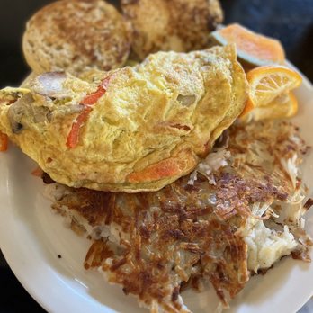 Bell Tower Cafe - Philly Cheesesteak Omlet. Hash browns - Breakfast & Brunch Near Me - Saratoga, California Bell Tower Cafe - Philly Cheesesteak Omlet. Hash browns - Breakfast & Brunch Near Me - Saratoga, California