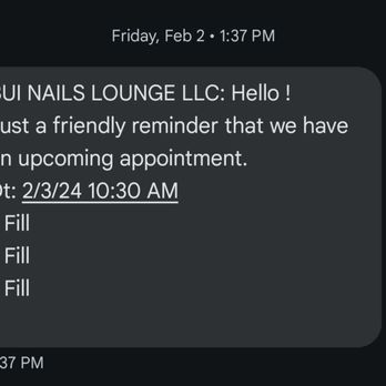 BUI Nails Lounge - Appointment confirmation - Nail Salons Near Me - Lincoln, California