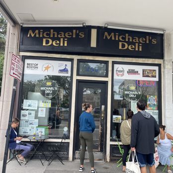 Michael's Deli - Store front with signs showing that Anthony Bourdain was here. - Delis Near Me - Brookline, Massachusetts