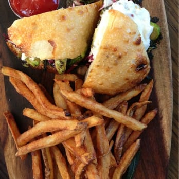 AOC - Focaccia sandwich with brussel sprouts, radicchio, kale and burrata - Cocktail Bars Near Me - Los Angeles, California AOC - Focaccia sandwich with brussel sprouts, radicchio, kale and burrata - Cocktail Bars Near Me - Los Angeles, California