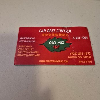 CAD Pest Control - business card - Pest Control Near Me - Reno, Nevada CAD Pest Control - business card - Pest Control Near Me - Reno, Nevada