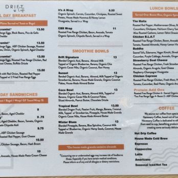 Drift Cafe - Menu - Coffee & Tea Near Me - Newport, Rhode Island Drift Cafe - Menu - Coffee & Tea Near Me - Newport, Rhode Island