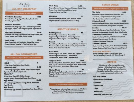 Menu photo 1 Drift Cafe Newport, RI Menu photo 1 Drift Cafe Newport, RI