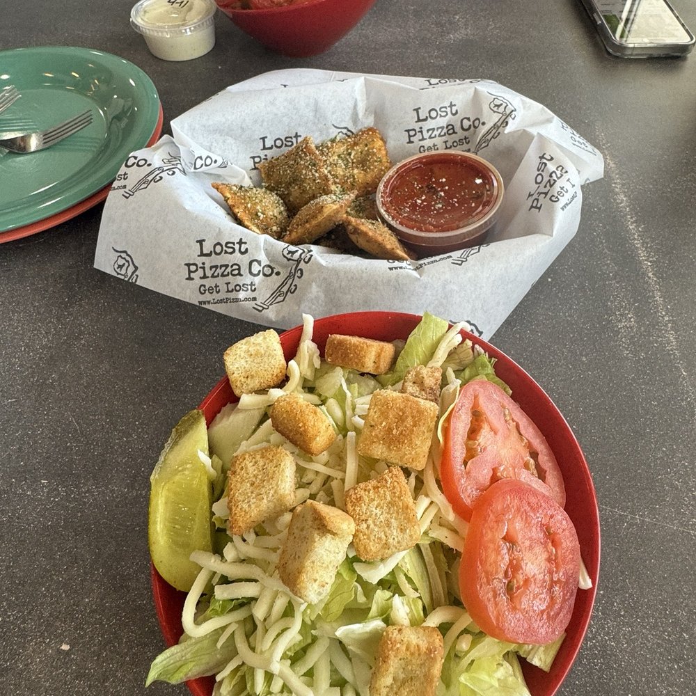 Lost Pizza - Small Chef Salad and Fried Ravioli - Pizza Near Me - Fort Walton Beach, Florida Lost Pizza - Small Chef Salad and Fried Ravioli - Pizza Near Me - Fort Walton Beach, Florida