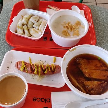 Macau Cafe - Breakfast : Macau pork noodles, sausage, congee and rice roll combo. - Portuguese Near Me - Richmond, British Columbia