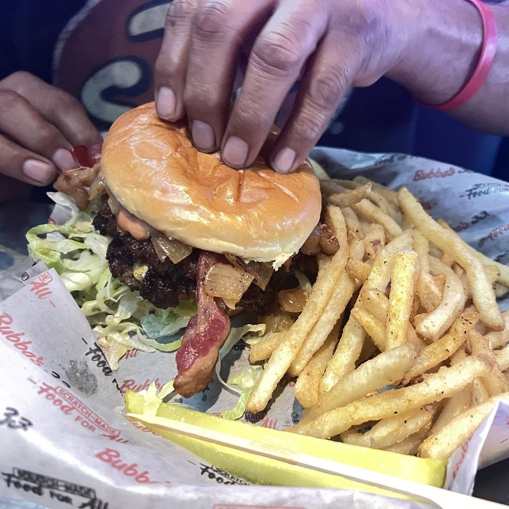 Bubba's 33 - Bubba's Bacon Cheeseburger* - Burgers Near Me - Universal City, Texas