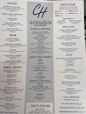 Menu photo 5 Chart House Jacksonville, FL