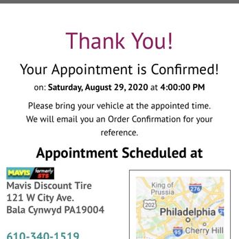 Mavis Discount Tire - My booked appointment - Tires Near Me - Bala Cynwyd, Pennsylvania Mavis Discount Tire - My booked appointment - Tires Near Me - Bala Cynwyd, Pennsylvania