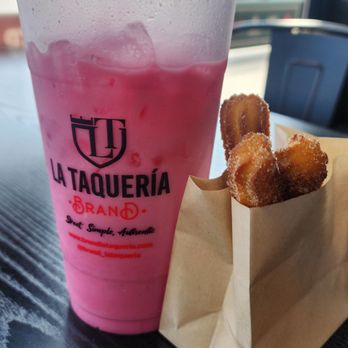 La Taqueria Brand - Strawberry and Cream drink with Churrios :) - Mexican Near Me - Long Beach, California La Taqueria Brand - Strawberry and Cream drink with Churrios :) - Mexican Near Me - Long Beach, California