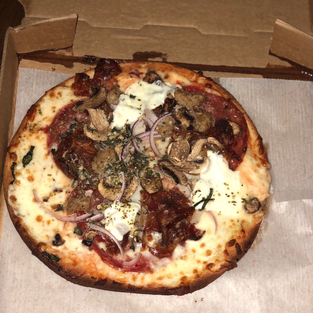 V Pizza - Carnivora Pizza on gluten free crust, added mushrooms. - Pizza Near Me - Cary, North Carolina V Pizza - Carnivora Pizza on gluten free crust, added mushrooms. - Pizza Near Me - Cary, North Carolina