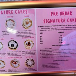 Cake menu