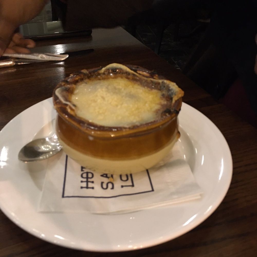 Famous Barr-ish soup with prime rib and croutons in it for some reason