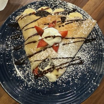 Cafe Crepes Square - Strawberry-Banana, w Oreo and Nutella Crepe with Icecream added - Desserts Near Me - Suwanee, Georgia