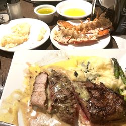 St. Moritz Grill & Bar - Ordered Med Rare. The center was raw the edges were well done. I needed a spoon to eat the mashed.