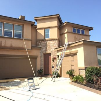 West Coast Window Cleaning - Cool shot. DI water fed poles hooked up to the truck. 16 foot ladder with a nice wall grip. Step ladder. Clean windows :) - Window Washing Near Me - Redlands, California West Coast Window Cleaning - Cool shot. DI water fed poles hooked up to the truck. 16 foot ladder with a nice wall grip. Step ladder. Clean windows :) - Window Washing Near Me - Redlands, California