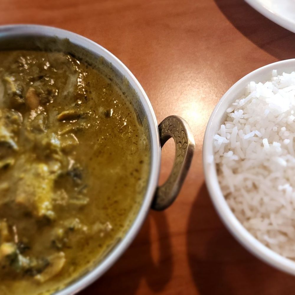 Taj Mahal - Mushroom Korma with rice - Indian Near Me - Spring Branch, Texas Taj Mahal - Mushroom Korma with rice - Indian Near Me - Spring Branch, Texas