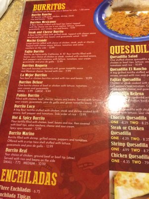 Menu photo 2 El Rancho Mexican Restaurant Greenville, MI
