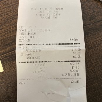 Paul's Place - My receipt, hope you can tell the address to not go there. - Diners Near Me - Orange, California
