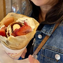 Sophie's Crepes - 02.17.24 E. Strawberry with Ice Cream and Chocolate $10.50