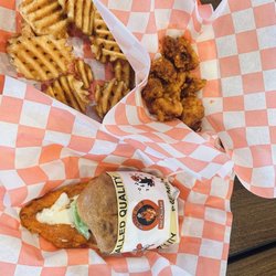 Hangry Joe's Hot Chicken - Buffalo blue chicken sandwich combo plus a side of mild nuggets