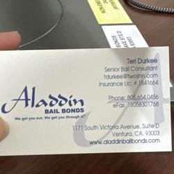 Aladdin Bail Bonds Ventura - Business card