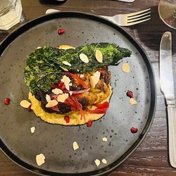 The Lemon Tree - Cauliflower steak with pomegranates, almonds (I think), Kale, and a delicious puree.