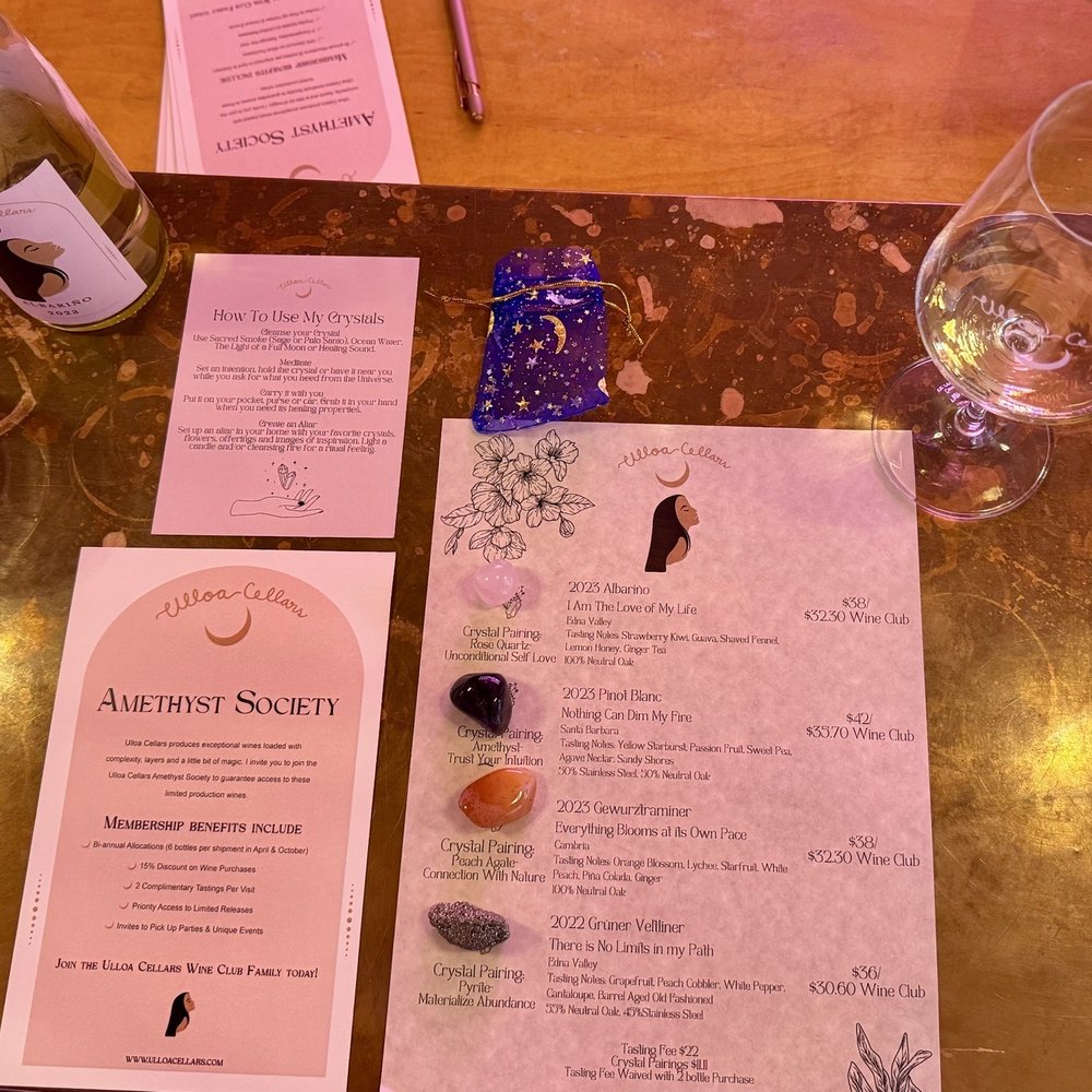 Ulloa Cellars - Crystal pairing! - Wine Tasting Room Near Me - Paso Robles, California Ulloa Cellars - Crystal pairing! - Wine Tasting Room Near Me - Paso Robles, California