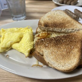 Northside Grill - Two eggs, scrambled, with hashbrowns, rye toast, and sausage - Diners Near Me - Ann Arbor, Michigan