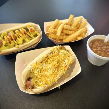 Crazy Dogs Grill - Chicago Dog, Chillicothe Dog, crinkle fries, and baked beans. Yum! - Hot Dogs Near Me - Chillicothe, Ohio Crazy Dogs Grill - Chicago Dog, Chillicothe Dog, crinkle fries, and baked beans. Yum! - Hot Dogs Near Me - Chillicothe, Ohio