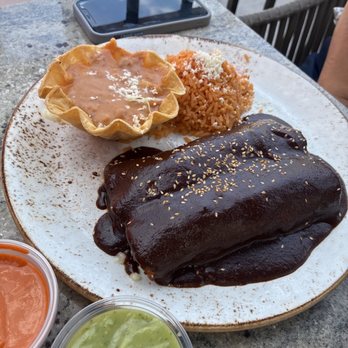 Los Agaves - Chicken Mole Enchiladas With Rice And Beans. - Tacos Near Me - Santa Barbara, California Los Agaves - Chicken Mole Enchiladas With Rice And Beans. - Tacos Near Me - Santa Barbara, California