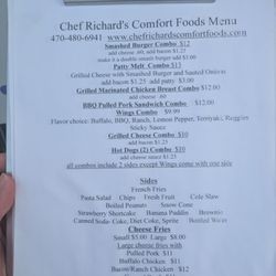 Chef Richards Comfort Foods - Today's menu