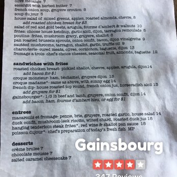 Gainsbourg - Menu 6-18 - French Near Me - Seattle, Washington Gainsbourg - Menu 6-18 - French Near Me - Seattle, Washington