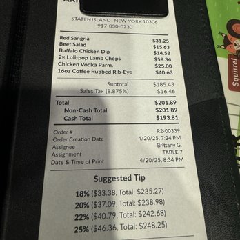 Ariella's Restaurant - Confusing bill which didn't match prices seen on menu - Cocktail Bars Near Me - Staten Island, New York Ariella's Restaurant - Confusing bill which didn't match prices seen on menu - Cocktail Bars Near Me - Staten Island, New York