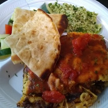 Tabouli's Greek Restaurant - Greek Lasagna, Cucumber salad and tabouli - Mediterranean Near Me - Tulsa, Oklahoma