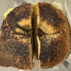 Gotham Bagels - South Loop - Breakfast bagel sandwich. I chose the poppy bagel