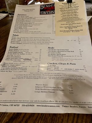 Menu photo 4 Bender's Tavern Canton, OH