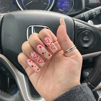 Lux Spa & Nail Salon - acrylic fill, with design - Nail Salons Near Me - Irving, Texas