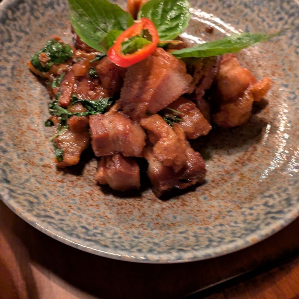 Valla Table - Moo Krob Kra Prao - Thai Near Me - New York, New York Valla Table - Moo Krob Kra Prao - Thai Near Me - New York, New York