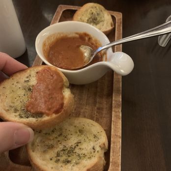 Mosaic Cuisine - Bread served with tomato type soup - Breakfast & Brunch Near Me - Rockville, Maryland Mosaic Cuisine - Bread served with tomato type soup - Breakfast & Brunch Near Me - Rockville, Maryland