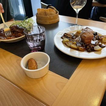 L'Ardoise - Braised veal shank on left, haunch of veal on right, both were spectacular. - French Near Me - Paris, 75