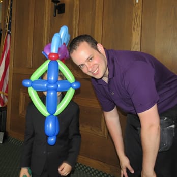 My Balloon Guy - Scott Kazan with my son. With a mask like hat. The kids were playing with balloon swords and he used this as part of his armor. - Party & Event Planning Near Me