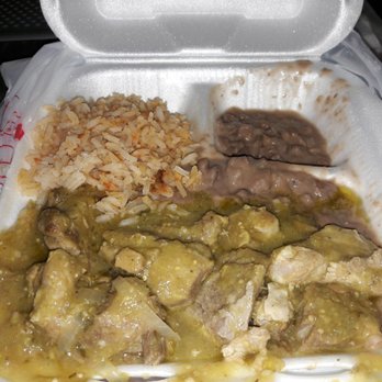 Rivera's Fresh Tacos - Friday's special... plate of pork chile verde. So good. Only $5.50 - Mexican Near Me - Fullerton, California