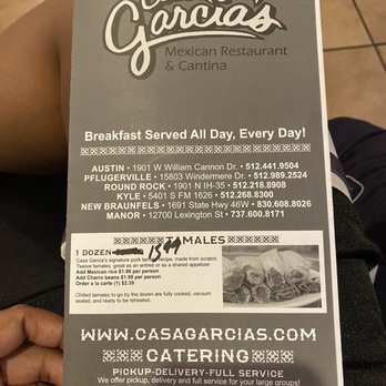 Casa Garcia's - Round Rock - Correct Menu - Tex-Mex Near Me - Round Rock, Texas