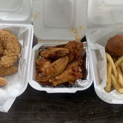 Time Out Sports Bar & Grill - Chicken fingers, six hot wings, sliders with fries.