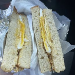 Egg and cheese on sourdough bread