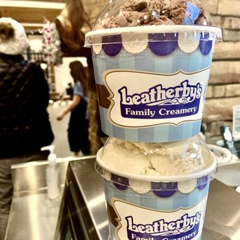 Leatherby's Family Creamery - Doubles to-go: peanut butter cookie dough (bottom) & Dutch chocolate chip (top) - Ice Cream & Frozen Yogurt Near Me - Orem, Utah Leatherby's Family Creamery - Doubles to-go: peanut butter cookie dough (bottom) & Dutch chocolate chip (top) - Ice Cream & Frozen Yogurt Near Me - Orem, Utah