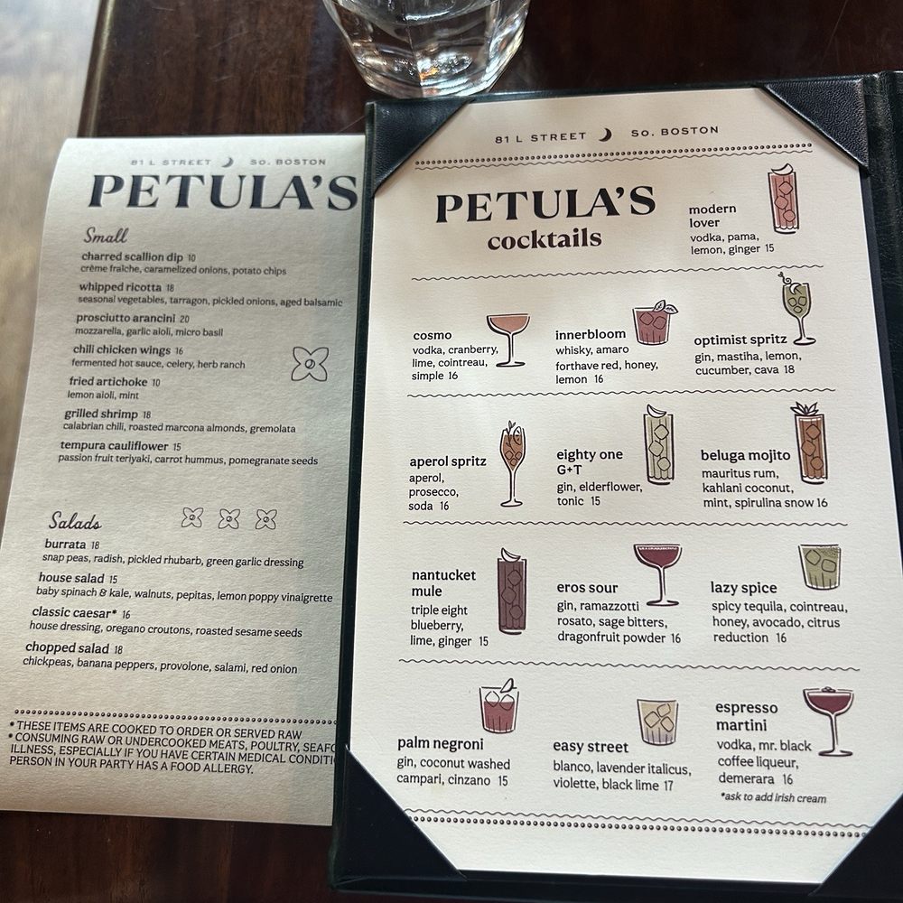 Petula's - menu - Cocktail Bars Near Me - South Boston, Massachusetts Petula's - menu - Cocktail Bars Near Me - South Boston, Massachusetts