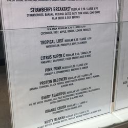 Juice to Boost - Menu
